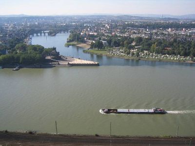 KOBLENZ - Blick von der Festung Ehrenbreitstein auf Deutsches Eck